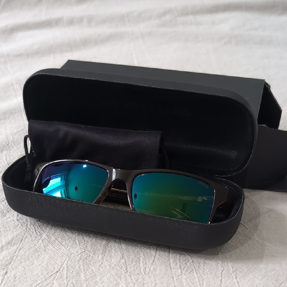 Revo Black Sunglasses with Blue-Green Lenses